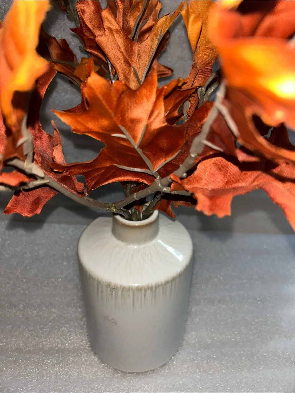 Threshold 20.5” H -Orange Faux Oak Leaf Arrangement in White Ceramic Vase -